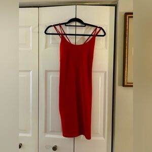 Favlux Women’s Sz S Red Mini Club Cocktail Date Night Dress W/ Back Cross Detail
